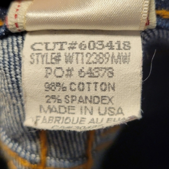 True Religion Becky Low Rise Boot Cut Jeans Dark Blue Gold Logo Print Like New - Picture 10 of 12